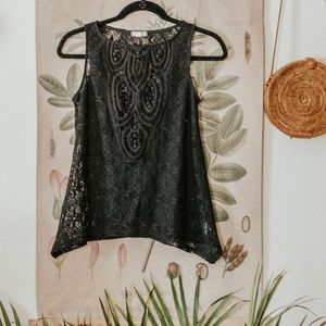 Lace embroidered tank top